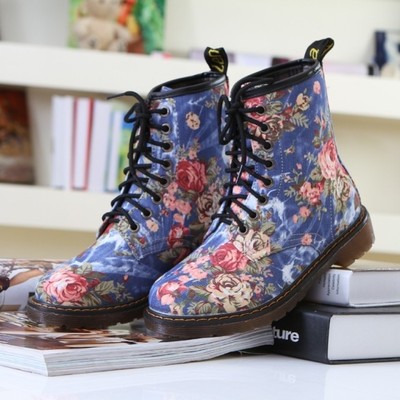 New thick crust lovely floral print denim shoes 