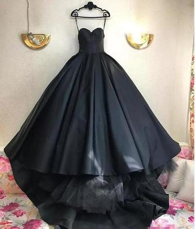 Gothic Black Ball Gown Wedding Dresses 2019 Corset Plus Size Simple Satin Arabic African Cheap African Arabic Vestido De Novia Bridal Gowns