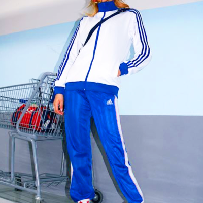 Vintage three stripe track jacket in blue - Thumbnail 4