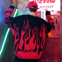 Free Shipping-CYBER PUNK FLAME JUMPER IN RED - Thumbnail 1