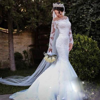  long sleeves lace mermaid wedding dresses detachable skirt sexy lace appliques slim african plus size country bridal gown church