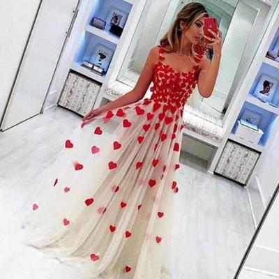 Charming prom dresses long scoop neck sleeveless heart-shaped appliques arabic high quality evening party gowns floor length - Thumbnail 5