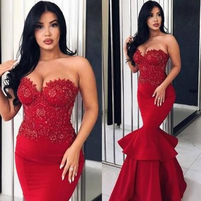 Mermaid peplum prom dresses long sexy sweetheart neckline beaded lace appliques formal evening gowns women celebrity party dress - Thumbnail 5
