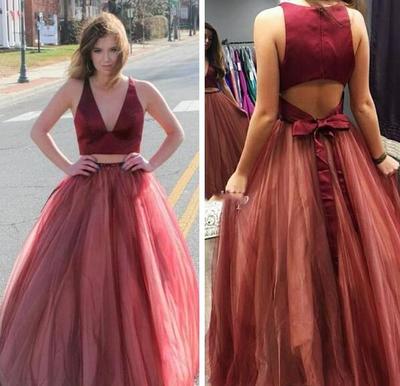A-Line Prom Dresses Sexy Backless V-Neck Customized Long Evening Party Gowns Sleeveless Formal