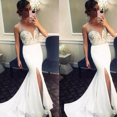Sexy spaghetti mermaid prom dresses split sweep train slim long vestidos de soiree customized girls evening party gowns rode de festa - Thumbnail 5
