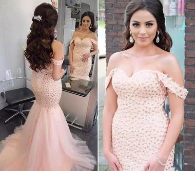 Off Shoulder Vintage Slim Bling Bling Prom Dresses Mermaid Crystal Luxurious Beaded Evening Party Gowns Customized Vestidos De Festa