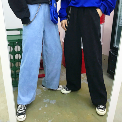 Free shipping-soft grunge corduroy wide leg pants - Thumbnail 5