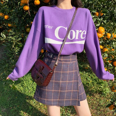 Inner core purple pullover knitted sweater