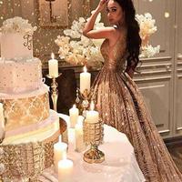 Chic Gold Prom Dress Vintage Unique Long Prom Dress - Thumbnail 1