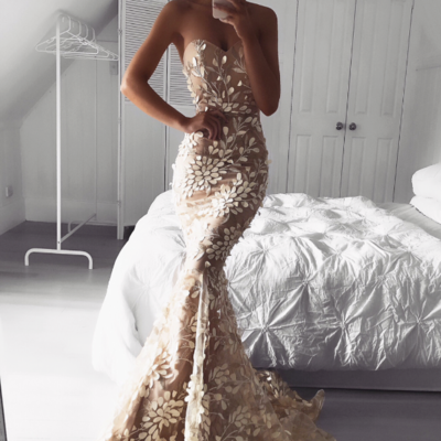 Chic mermaid prom dress lace vintage long african prom dress - Thumbnail 5