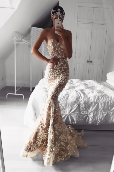 Chic Mermaid Prom Dress Lace Vintage Long African Prom Dress