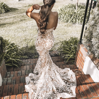 Chic Mermaid Prom Dress Lace Vintage Long African Prom Dress - Thumbnail 1