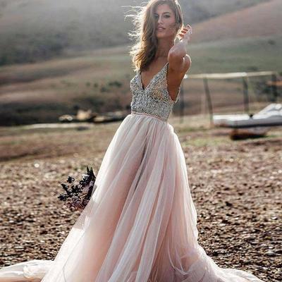 Chic pink prom dress modest cheap simple long prom dress - Thumbnail 5