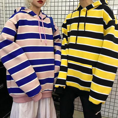 90s color block striped hoodie sweatshirt