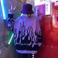 Purple/Red Cyber Punk Flame Jumper Sweater - Thumbnail 1