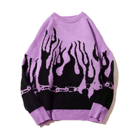 Purple/Red Cyber Punk Flame Jumper Sweater - Thumbnail 3