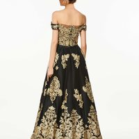 A-Line Off-the-Shoulder Appliques Beading Prom Dress - Thumbnail 1