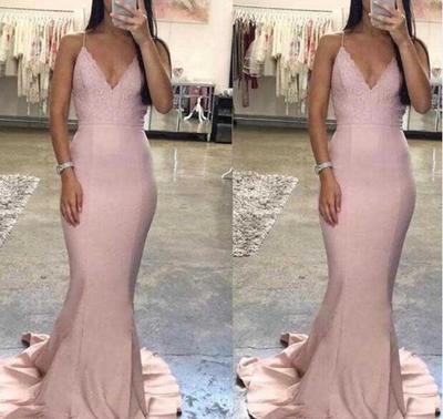 Spaghetti Strips Mermaid Lace Appliques Prom Dresses Sweep Train Special Occasion Party Gowns Customized Long Vestidos De Soiree 