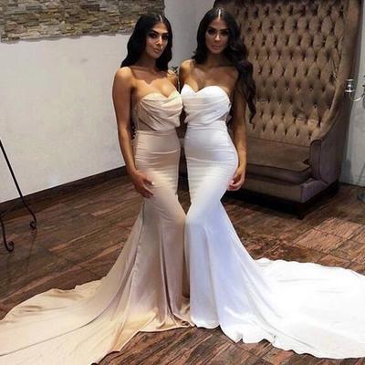 Simple mermaid prom dresses ruffle sleeveless evening party gowns - Thumbnail 5