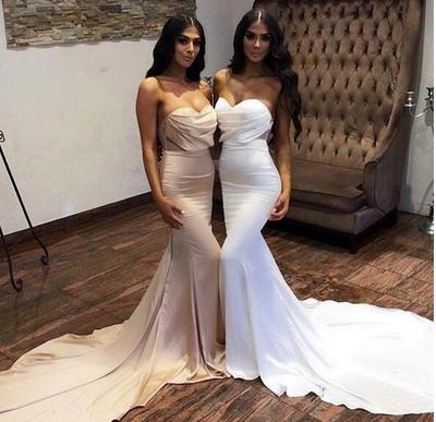 Simple Mermaid Prom Dresses Ruffle Sleeveless Evening Party Gowns