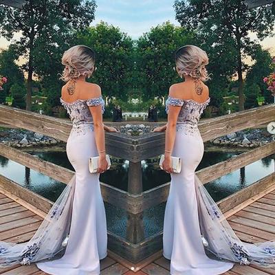 Purple violet mermaid prom dresses off the shoulder delicate lace appliques evening party gowns - Thumbnail 5