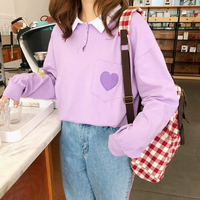 Love Heart Embroidery Long Sleeve Polo Shirt - Thumbnail 2