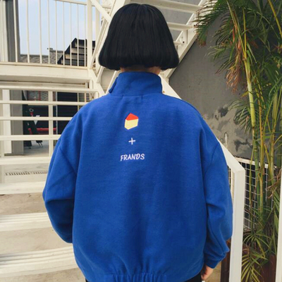 Frands embroidery high collar pocket sweatshirt