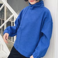 FRANDS Embroidery High Collar Pocket Sweatshirt - Thumbnail 1