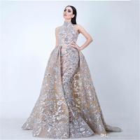 Luxury Sequined Prom Dresses Lace Sleeveless Evening Dresses Vestido De Festa Custom Made  - Thumbnail 1
