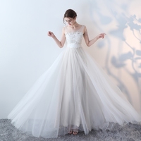 Elegant A line tulle lace long prom dress, evening dress - Thumbnail 1