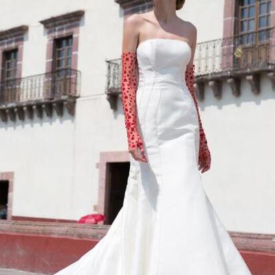 Designer strapless mermaid wedding dresses 2019 satin pleats backless bridal gowns women slim fit lines wedding dress - Thumbnail 5