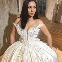 Sexy Luxurious Beaded Sequins  Wedding Dresses Sheer Neck Cap Sleeves Bridal Dresses Noble Wedding Gowns - Thumbnail 1