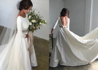 Simple Beach Wedding Dresses Boho Bridal Gowns Scoop Long Sleeve Wedding Dresses Beaded Champagne Sash Robes De Mariée