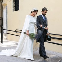 Simple Beach Wedding Dresses Boho Bridal Gowns Scoop 3/4 Long Sleeve Wedding Dresses Embroidery with Shawl Robes De Mariée - Thumbnail 3