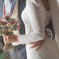 Simple Beach Wedding Dresses Boho Bridal Gowns Crew Neck Long Sleeve Delicate Lace Wedding Dresses Robes De Mariée - Thumbnail 1