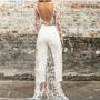 Simple Beach Wedding Dresses Boho Bridal Gowns Sexy Crew Neck Delicate Lace Trousers Wedding Dresses -1