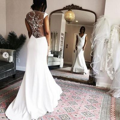 Simple beach wedding dresses boho bridal gowns sexy scop sleeveless delicate lace wedding dresses  - Thumbnail 5