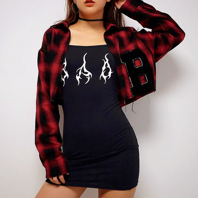 Red checker women short blouse