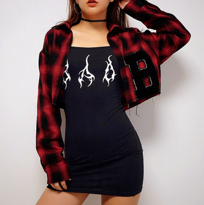 Red Checker Women Short Blouse