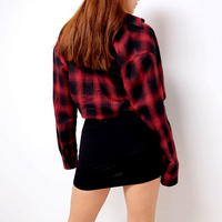 Red Checker Women Short Blouse - Thumbnail 2