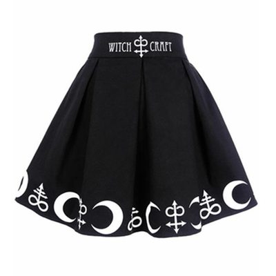 Moon witch black harajuku gothic printed skirt - Thumbnail 5