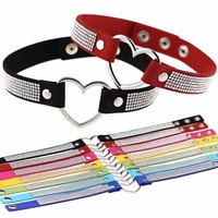 Heart Rhinestone Kawaii Harajuku Leather Choker Necklace - Thumbnail 4