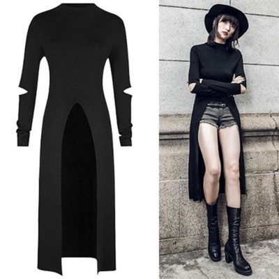 Black Gothic Long Sleeve Harajuku Top