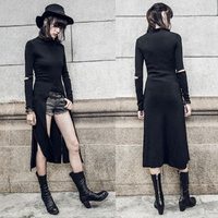Black Gothic Long Sleeve Harajuku Top - Thumbnail 1