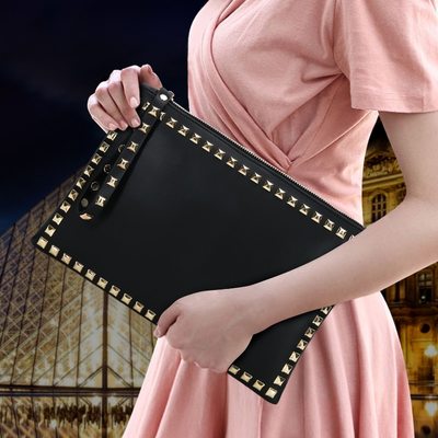 Chic rivet clutch handbag