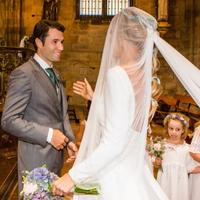 Simple A Line Wedding Dresses Crew Neck Long Sleeve Backless Covered Button Bridal Gowns - Thumbnail 2