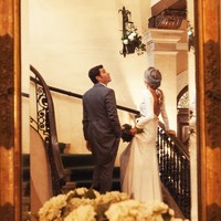 Simple A Line Wedding Dresses Crew Neck Long Sleeve Backless Covered Button Bridal Gowns - Thumbnail 4