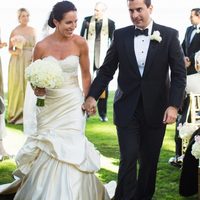 Stunning Mermaid Wedding Dresses Ivory Sweetheart Lace Bodice Tiered Bridal Gowns - Thumbnail 1