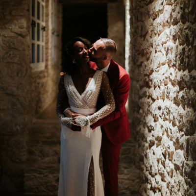 Stunning mermaid wedding dresses sexy deep v neck polka dots sheer long sleeve bridal gowns - Thumbnail 5