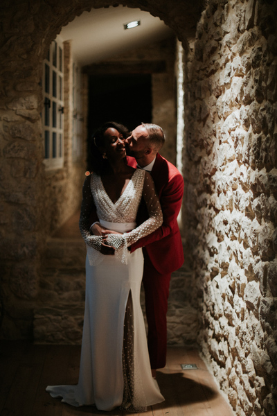 Stunning Mermaid Wedding Dresses Sexy Deep V Neck Polka Dots Sheer Long Sleeve Bridal Gowns